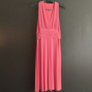 NWT Guava Ruched Midi Sundress with Plunge Neckline.